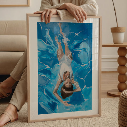 Limited Fine art print: "Serene Waters: A Meditative Dance in Blue"